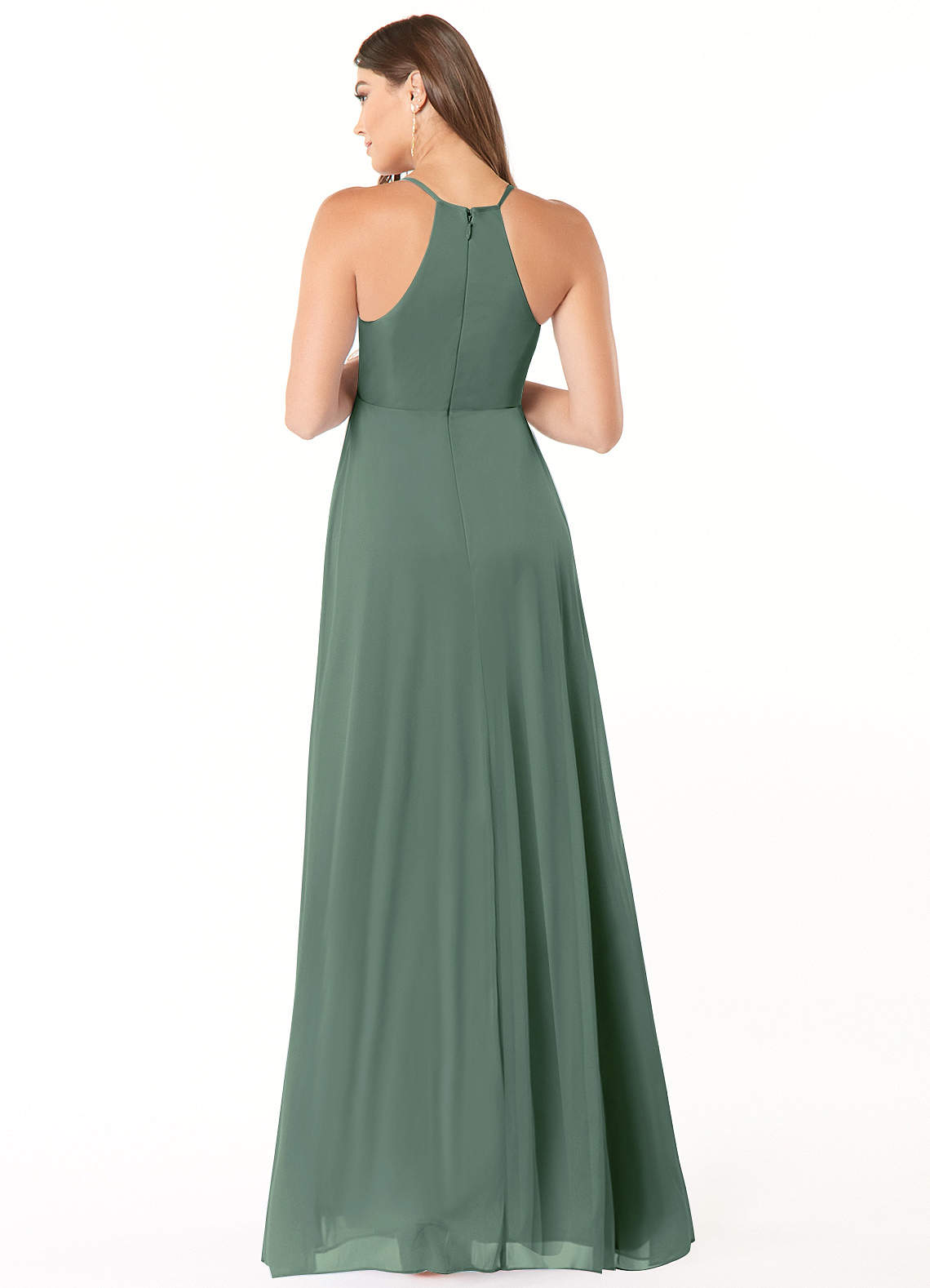 Annabelle A-Line V-Neck Mesh Bridesmaid Dress in Eucalyptus