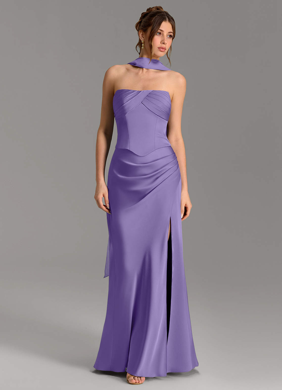Nicki Sheath Scoop-Neck Stretch Satin Bridesmaid Dress in Tahiti
