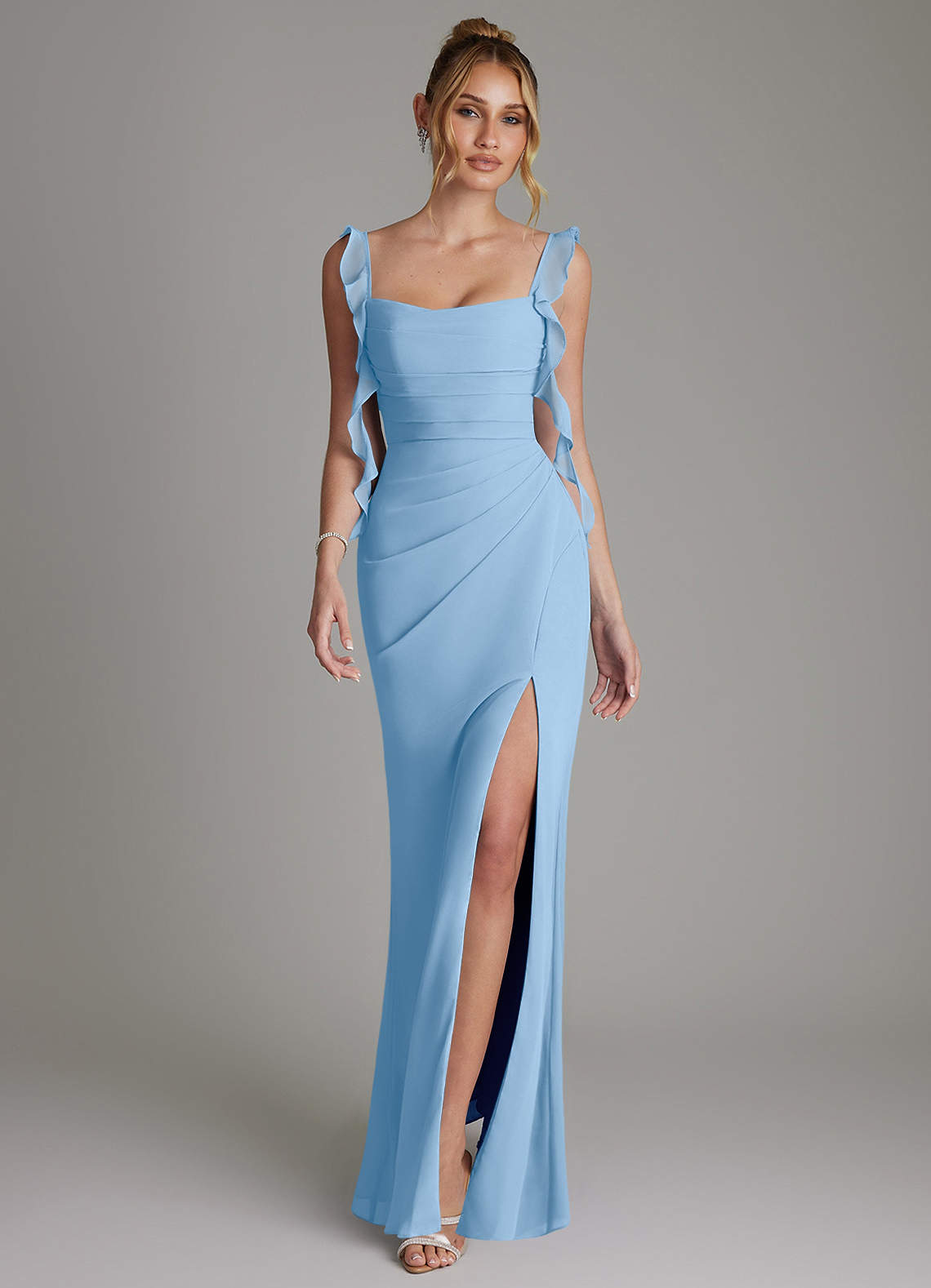 Jessamine Mermaid Sweetheart Chiffon Bridesmaid Dress in Powder Blue