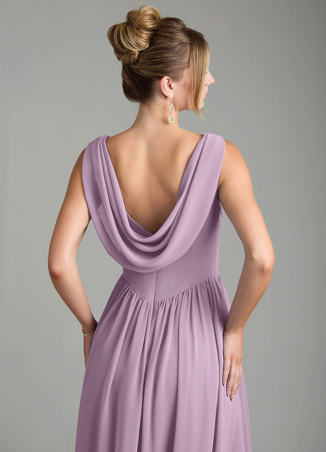 Novi A-Line Square-Neck Chiffon Bridesmaid Dress in Wisteria