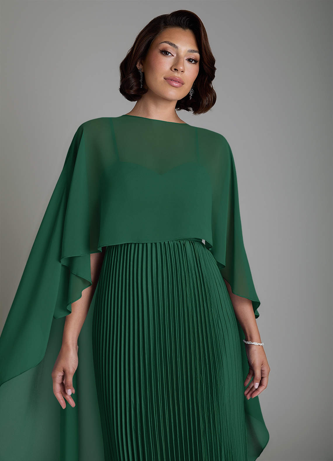 Micah A-Line Sweetheart Stretch Satin and Chiffon Bridesmaid Dress in Dark Green