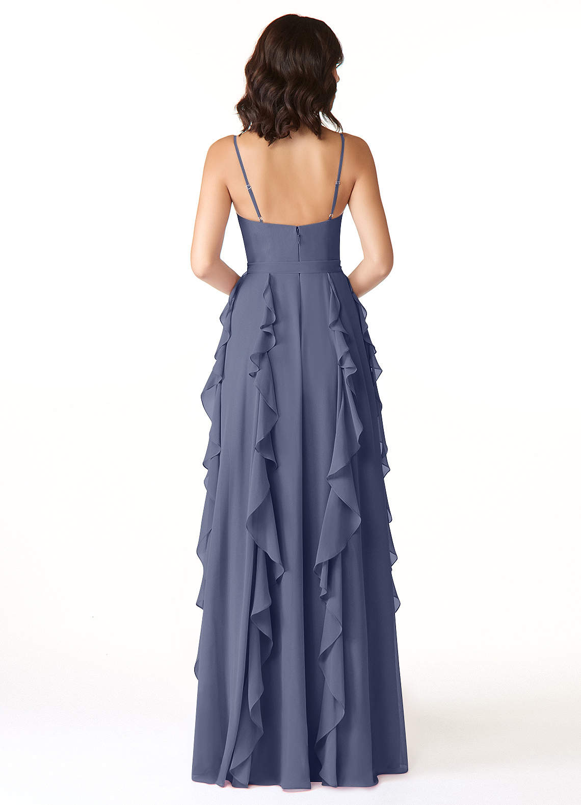 Peyton A-Line V-Neck Chiffon Bridesmaid Dress in Stormy