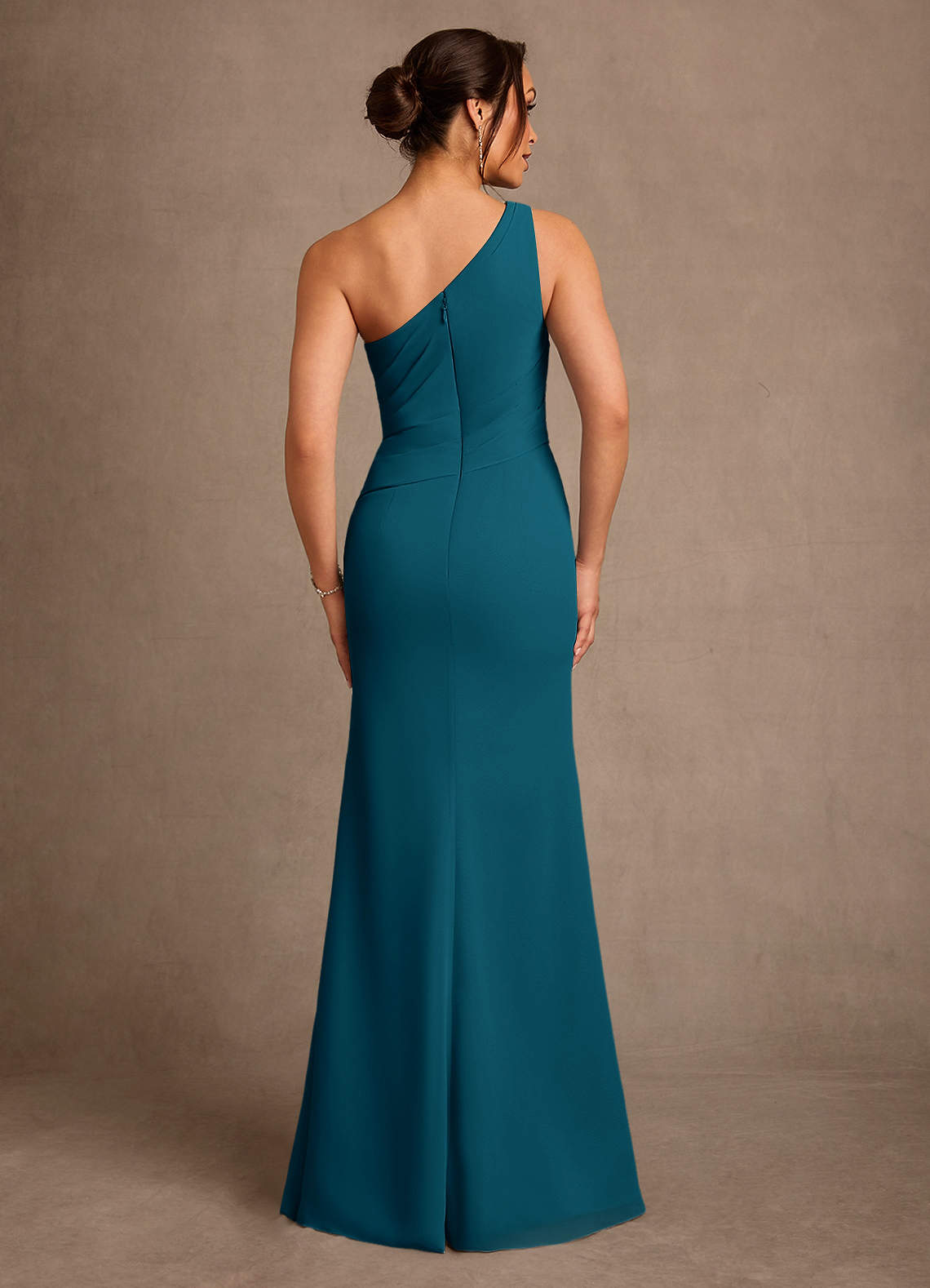Floy Sheath One-Shoulder Chiffon Mother of the Bride Dress in Ink Blue