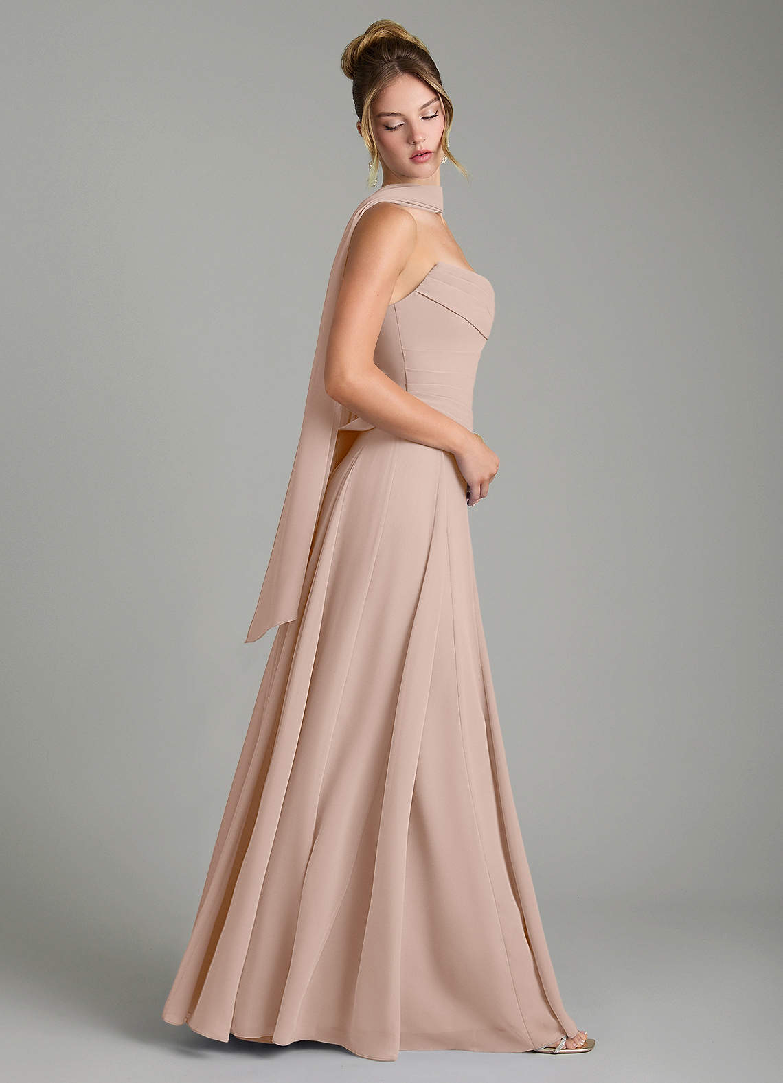 Gabriela A-Line Cowl-Neck Chiffon Bridesmaid Dress in English Rose