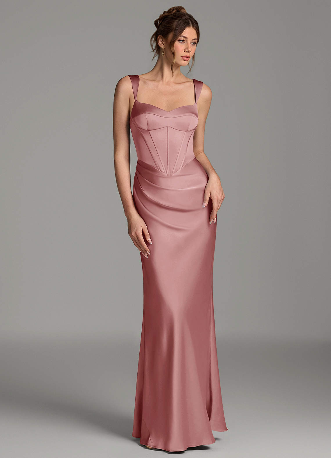 Mela Sheath Sweetheart Stretch Satin Bridesmaid Dress in dusty rose