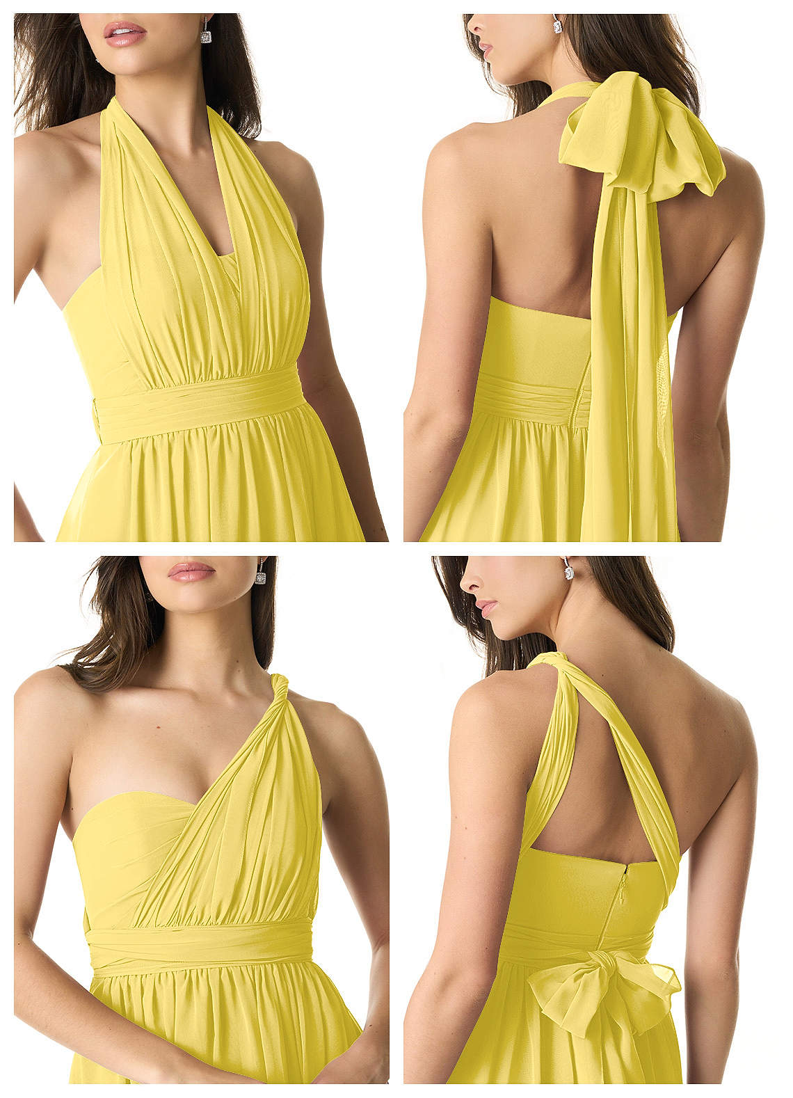 Olani A-Line V-Neck Chiffon Bridesmaid Dress in Canary
