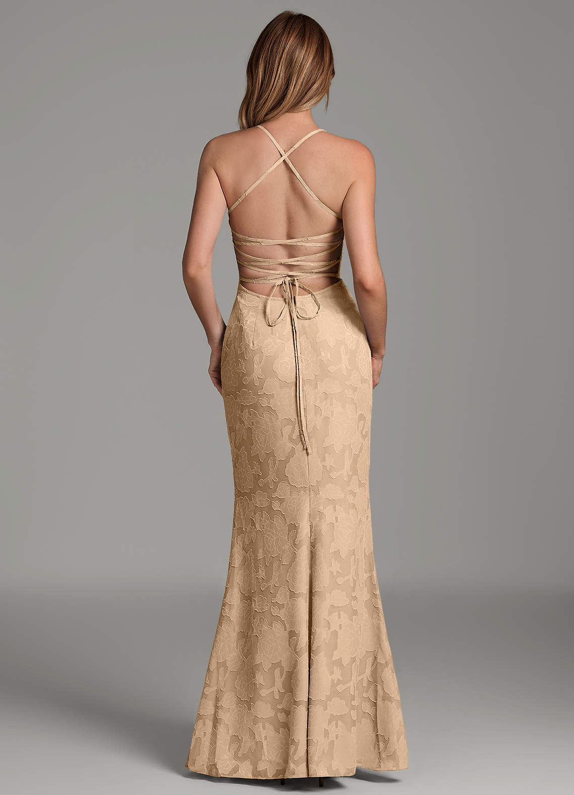 Dara Mermaid Sweetheart Floral Burnout Bridesmaid Dress in Champagne