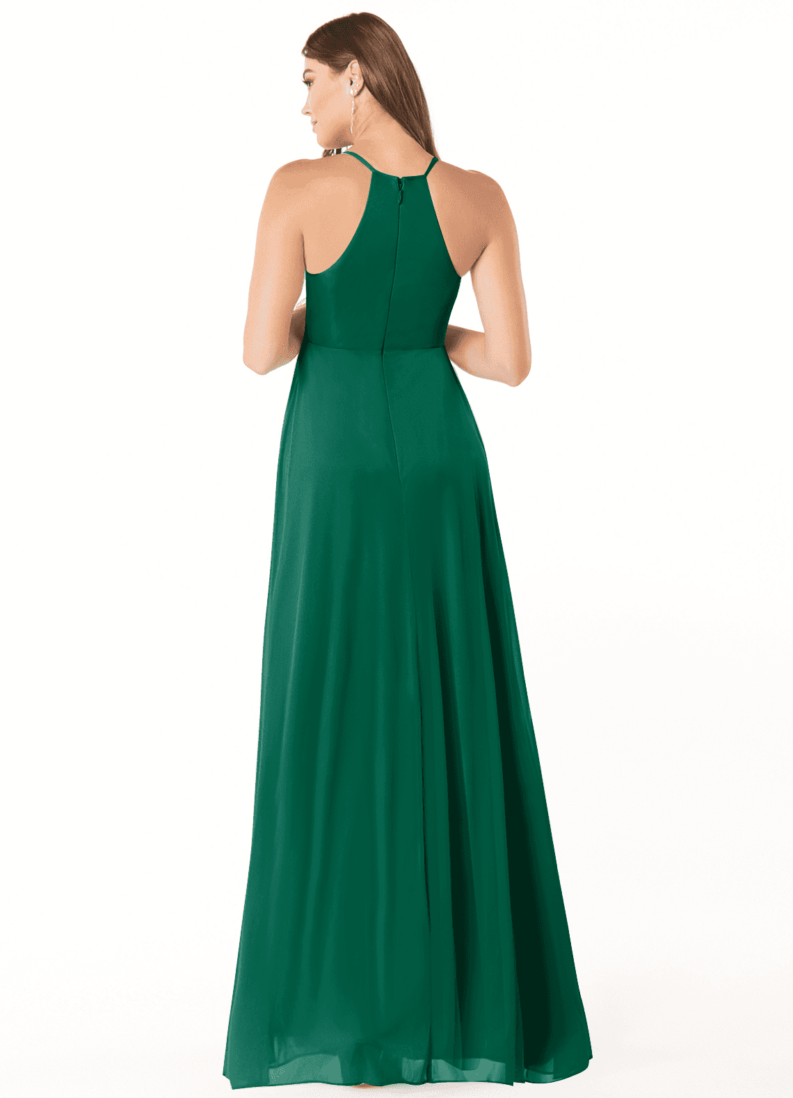 Annabelle A-Line V-Neck Mesh Bridesmaid Dress in Emerald