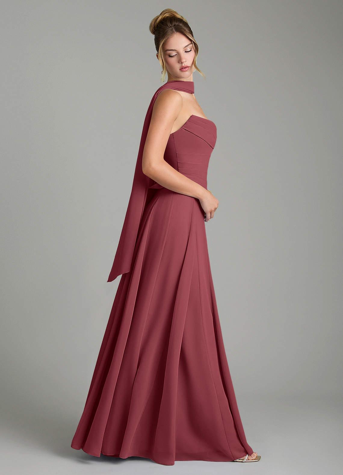 Gabriela A-Line Cowl-Neck Chiffon Bridesmaid Dress in Merlot