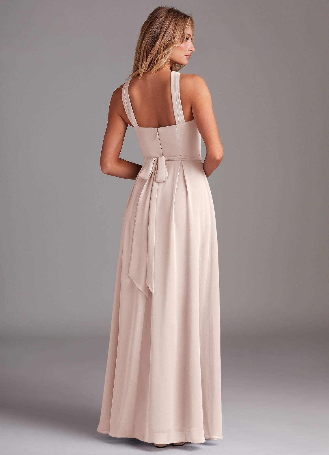 Dixie A-Line Halter Chiffon Bridesmaid Dress in Rose Petal