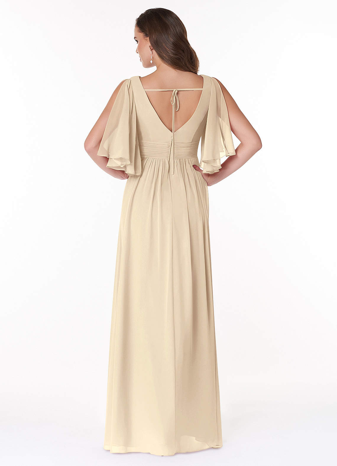 Temeka A-Line V-Neck Chiffon Bridesmaid Dress in Champagne