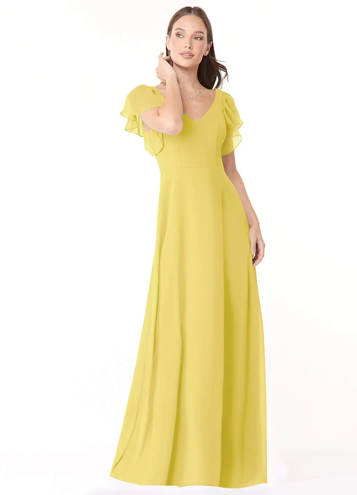 Syenna A-Line V-Neck Chiffon Bridesmaid Dress in Canary