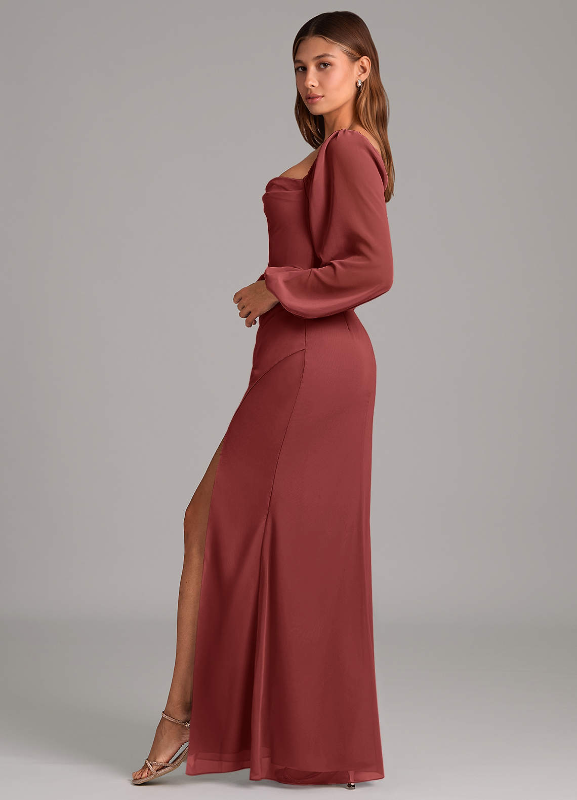 Brixley Mermaid Sweetheart Chiffon Bridesmaid Dress in Terracotta