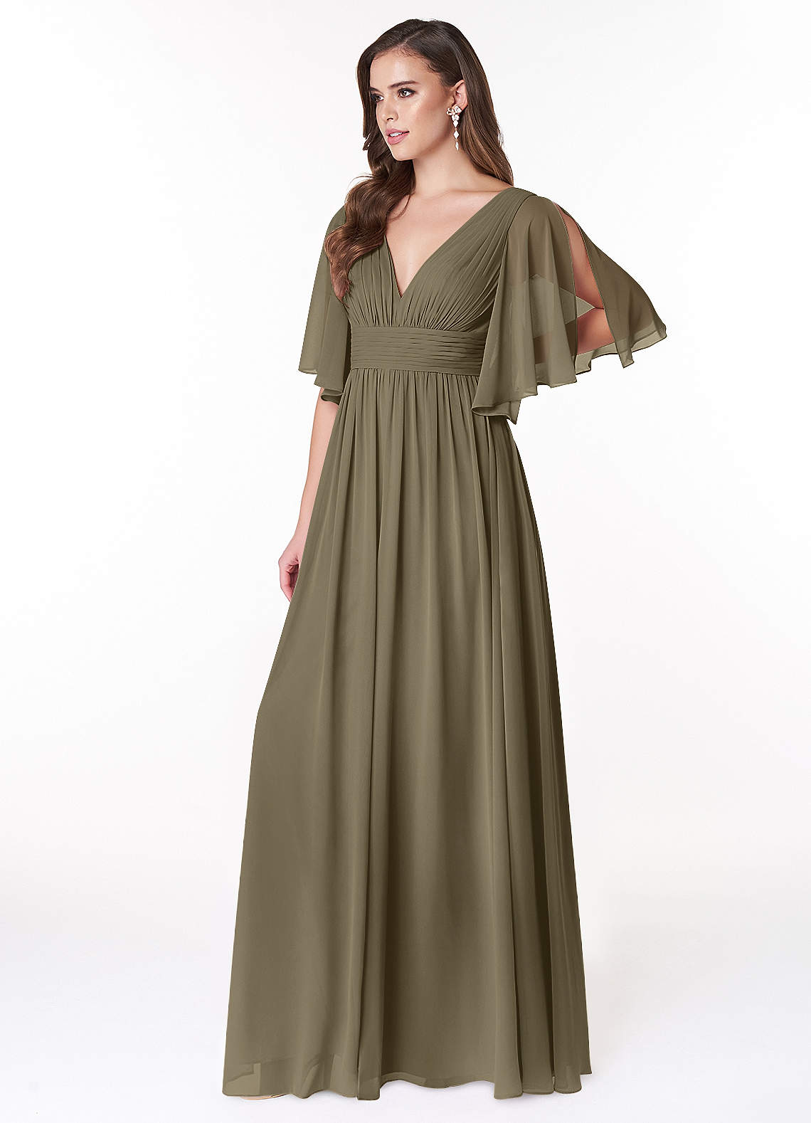 Temeka A-Line V-Neck Chiffon Bridesmaid Dress in Willow Green