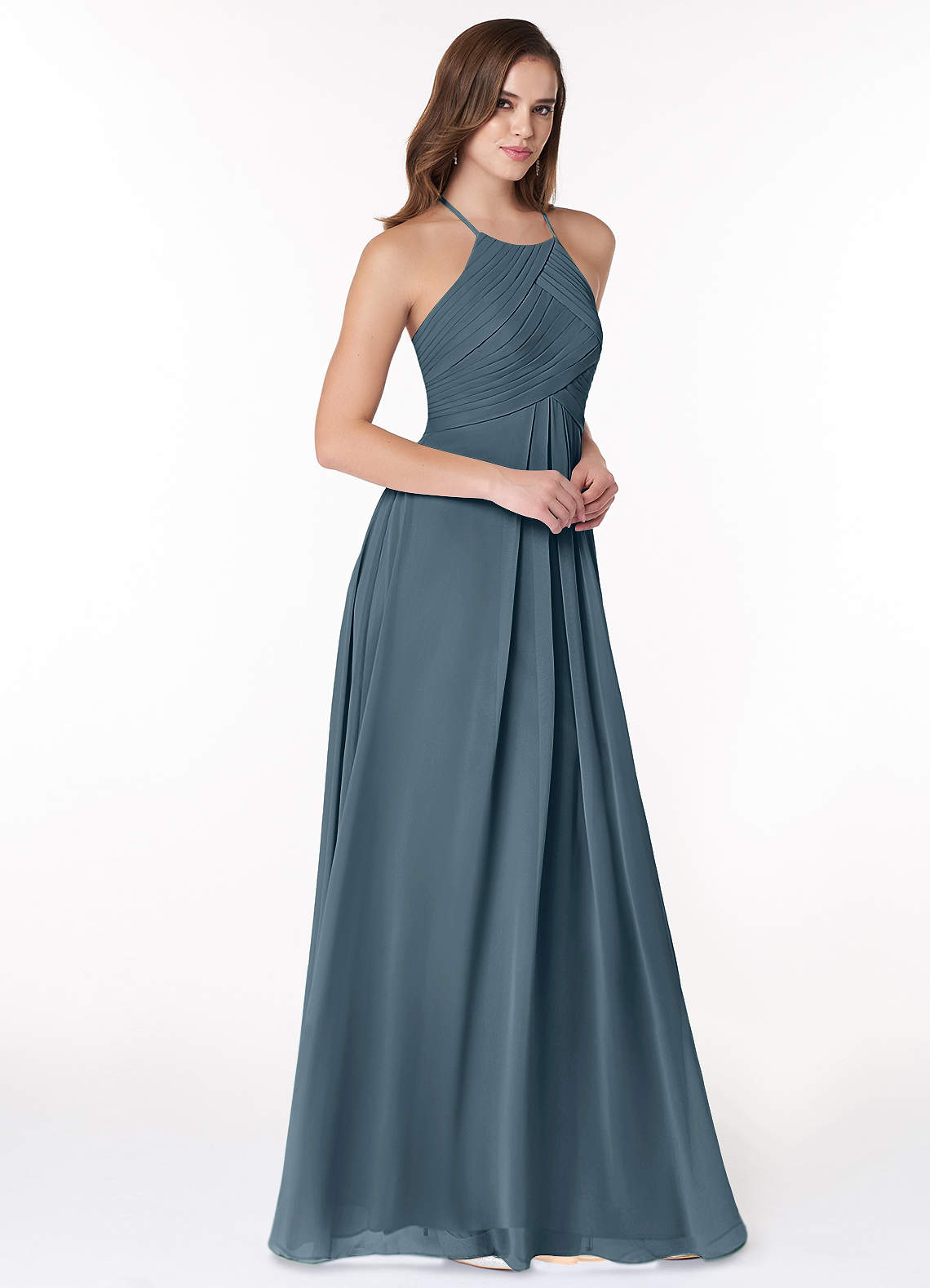 Ginger A-Line Halter Chiffon Bridesmaid Dress in Twilight