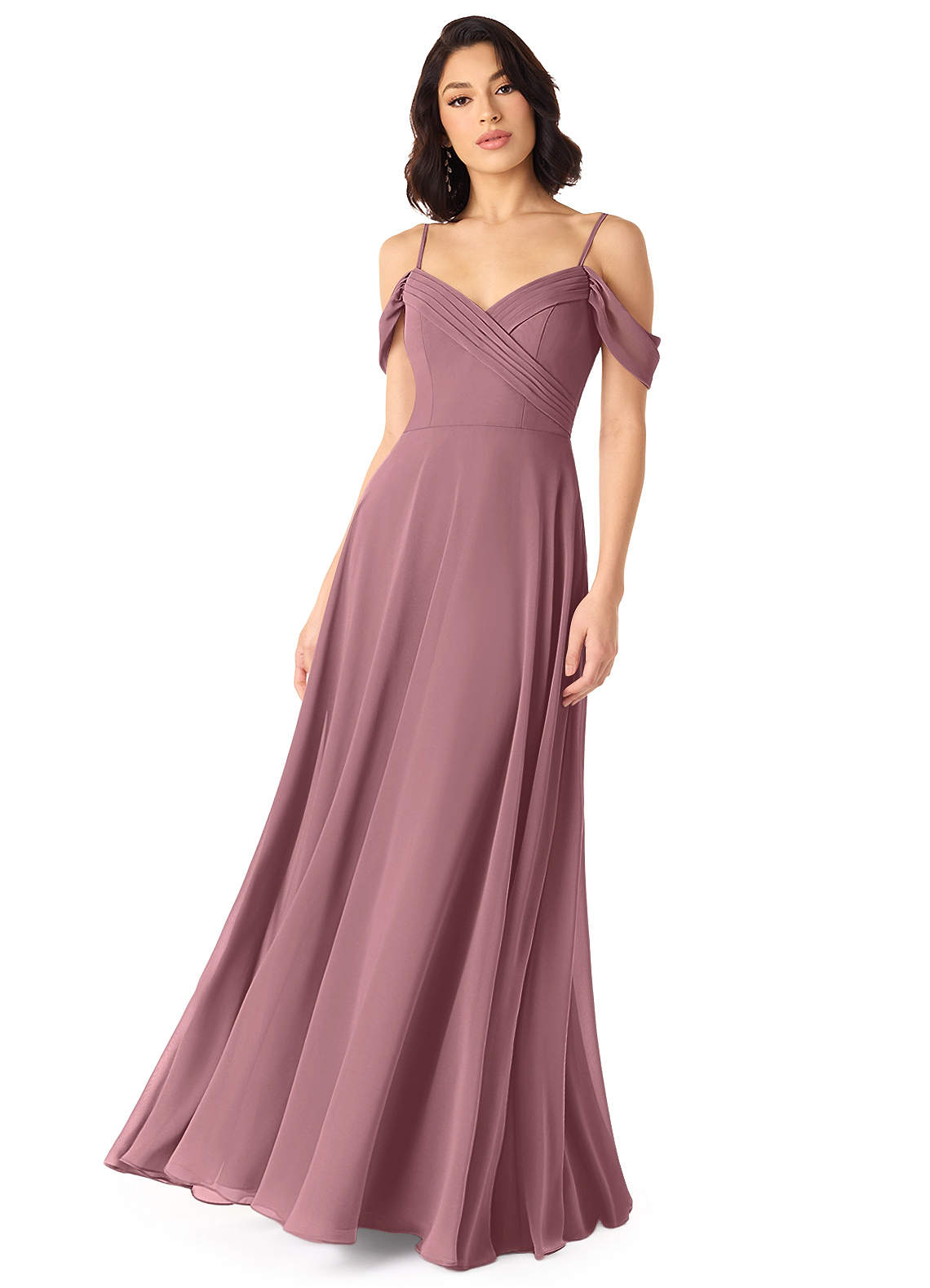 Tancie A-Line Off-the-Shoulder Chiffon Bridesmaid Dress in Amethyst