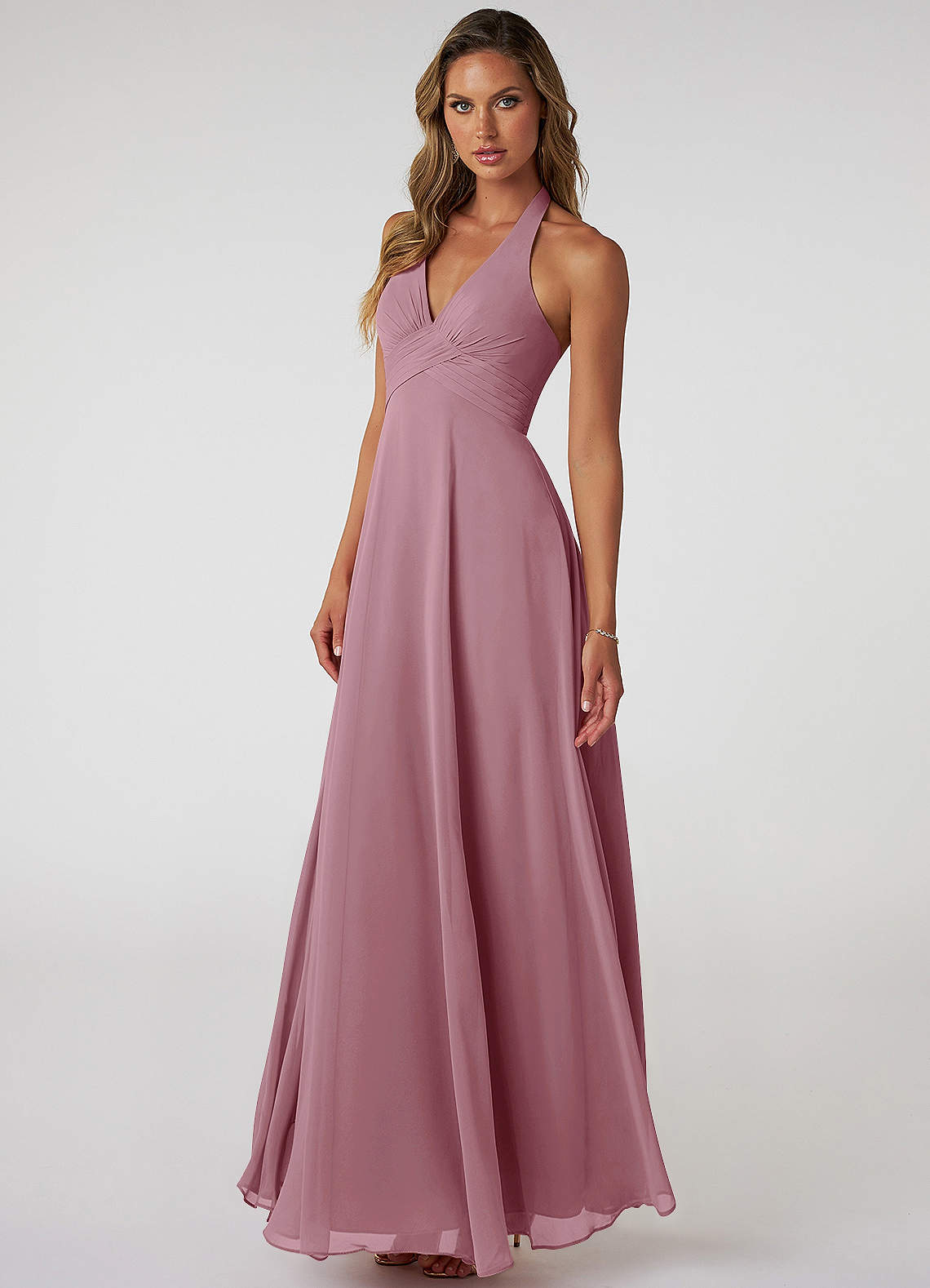Tessie A-Line V-Neck Chiffon Bridesmaid Dress in Vintage Mauve