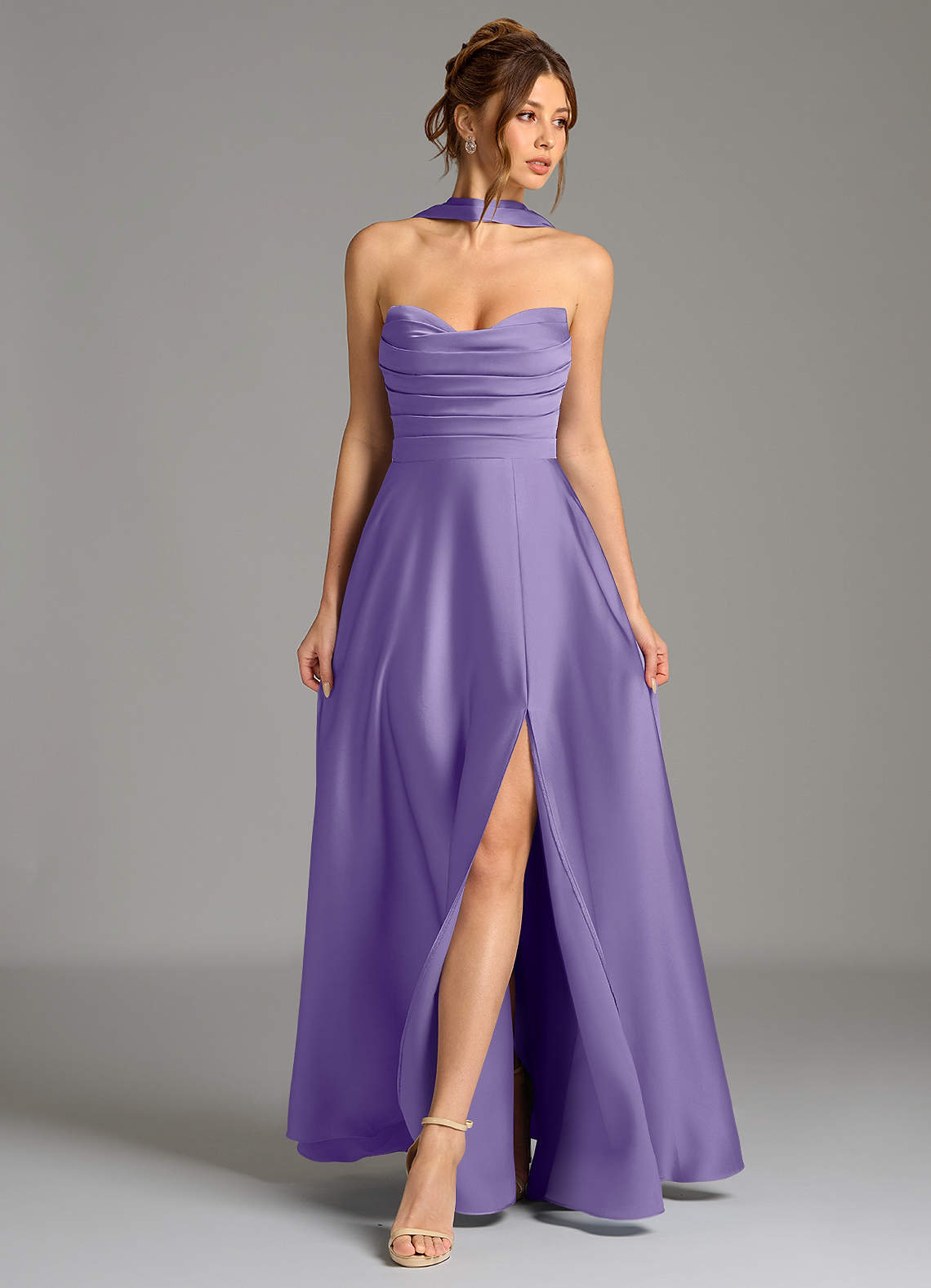 Ayla A-Line Sweetheart Stretch Satin Bridesmaid Dress in Tahiti