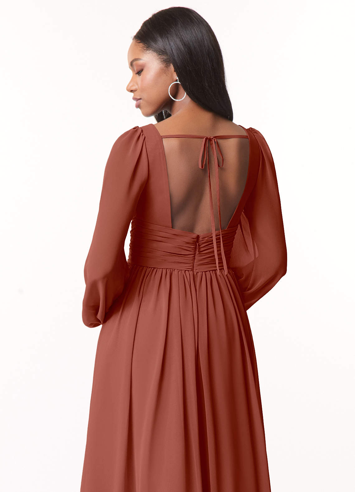 Norah A-Line V-Neck Chiffon Bridesmaid Dress in Auburn