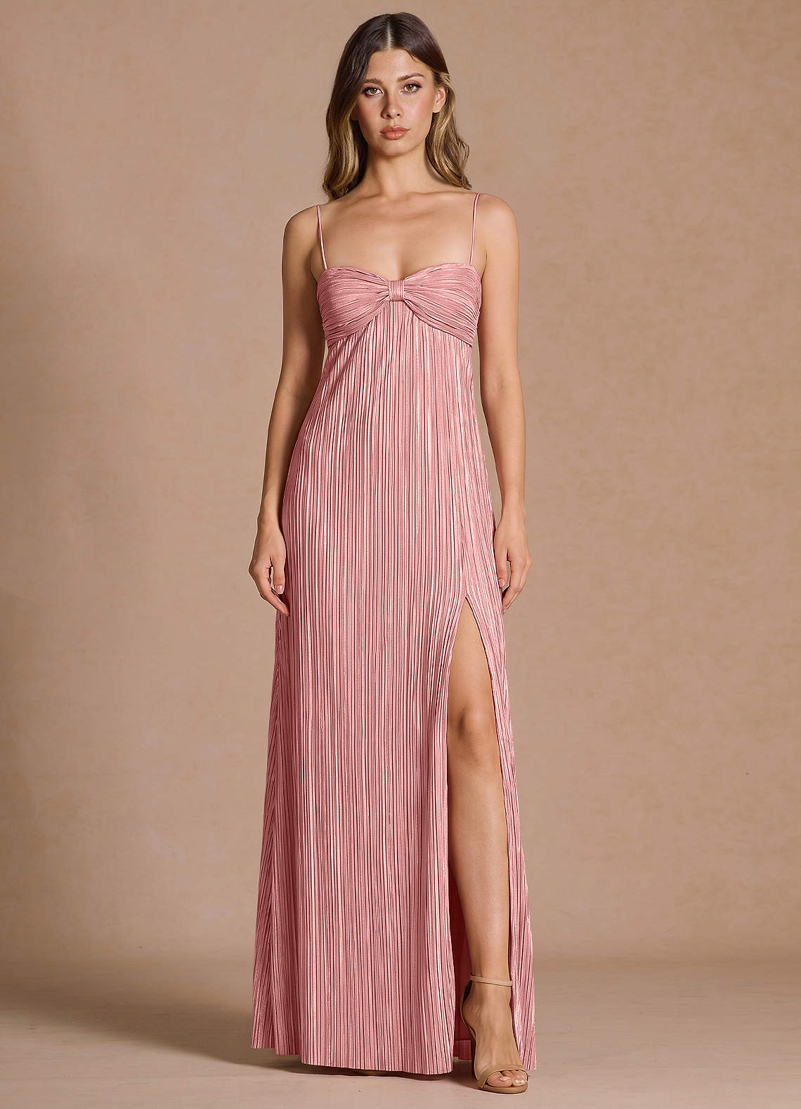 Emmeline A-Line V-Neck Floral Burnout Evening Dress in Pink