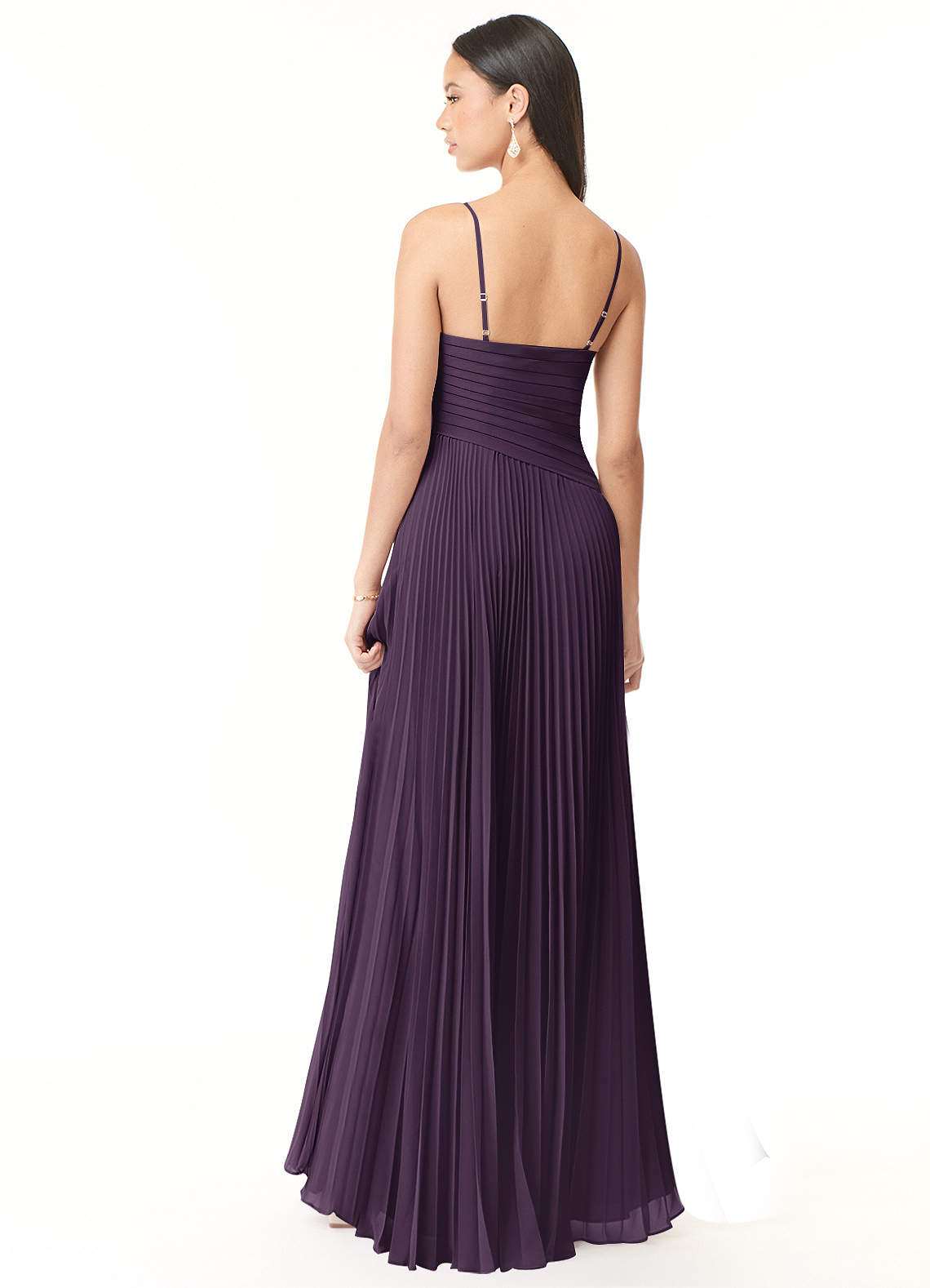 Vini A-Line V-Neck Chiffon Bridesmaid Dress in Plum