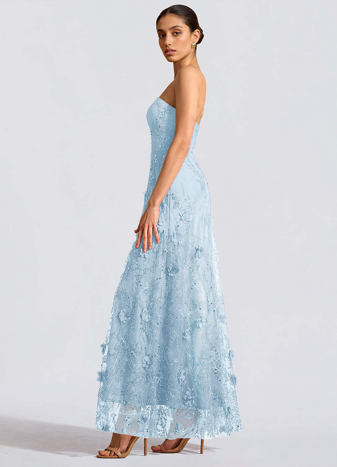 Fairuza A-Line Straight-Neck Tulle Wedding Guest Dress in Blue