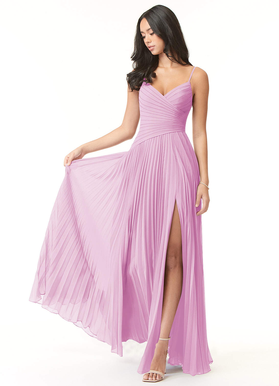 Vini A-Line V-Neck Chiffon Bridesmaid Dress in candy pink