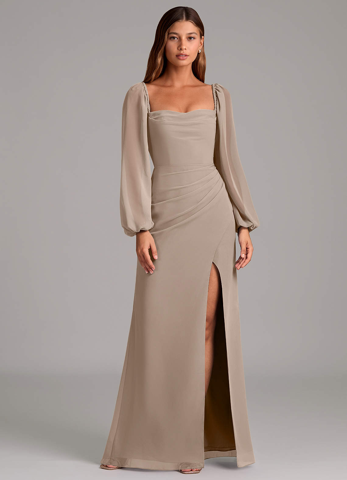 Brixley Mermaid Sweetheart Chiffon Bridesmaid Dress in Taupe