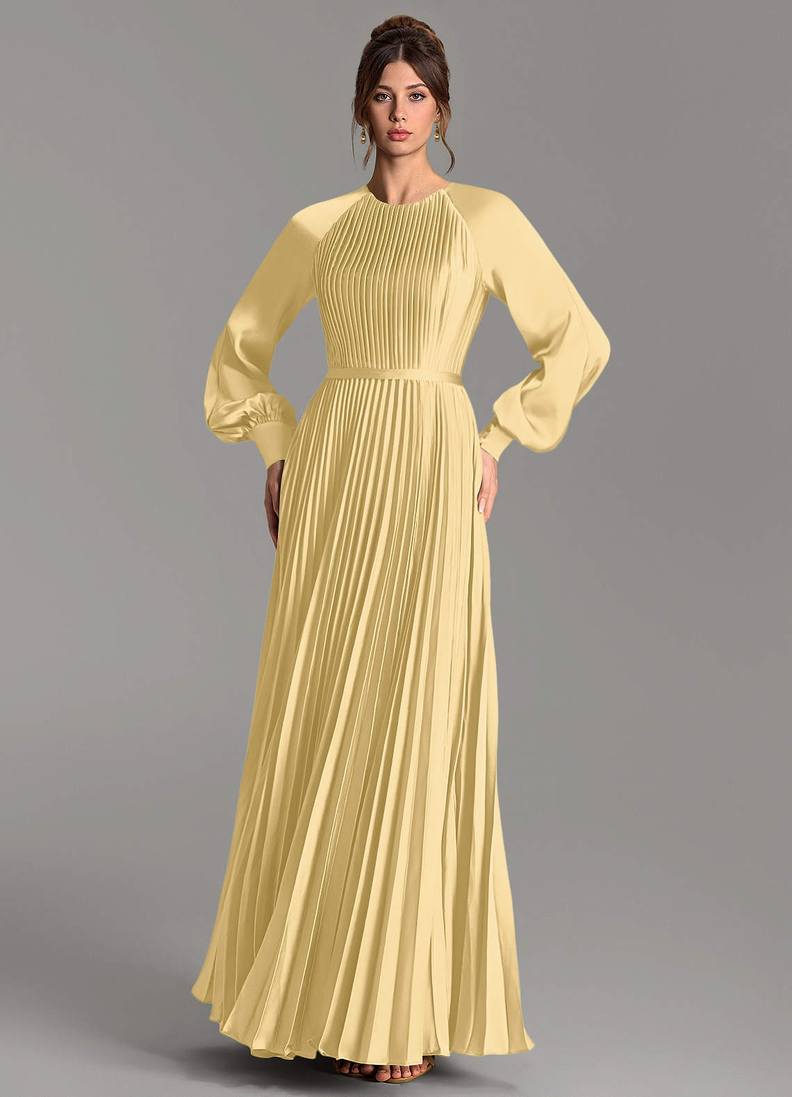 Grayson A-Line Scoop-Neck Stretch Satin Bridesmaid Dress in Butter