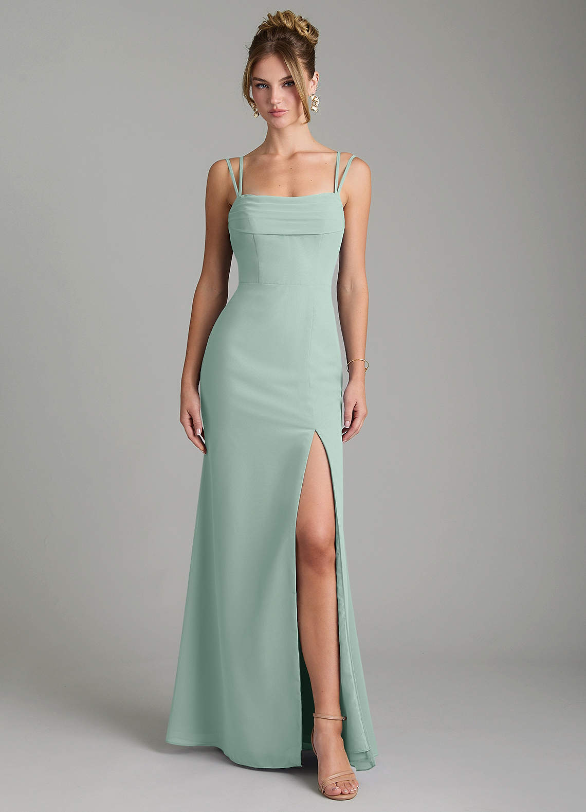 Egypt Sheath Sweetheart Chiffon Bridesmaid Dress in Agave