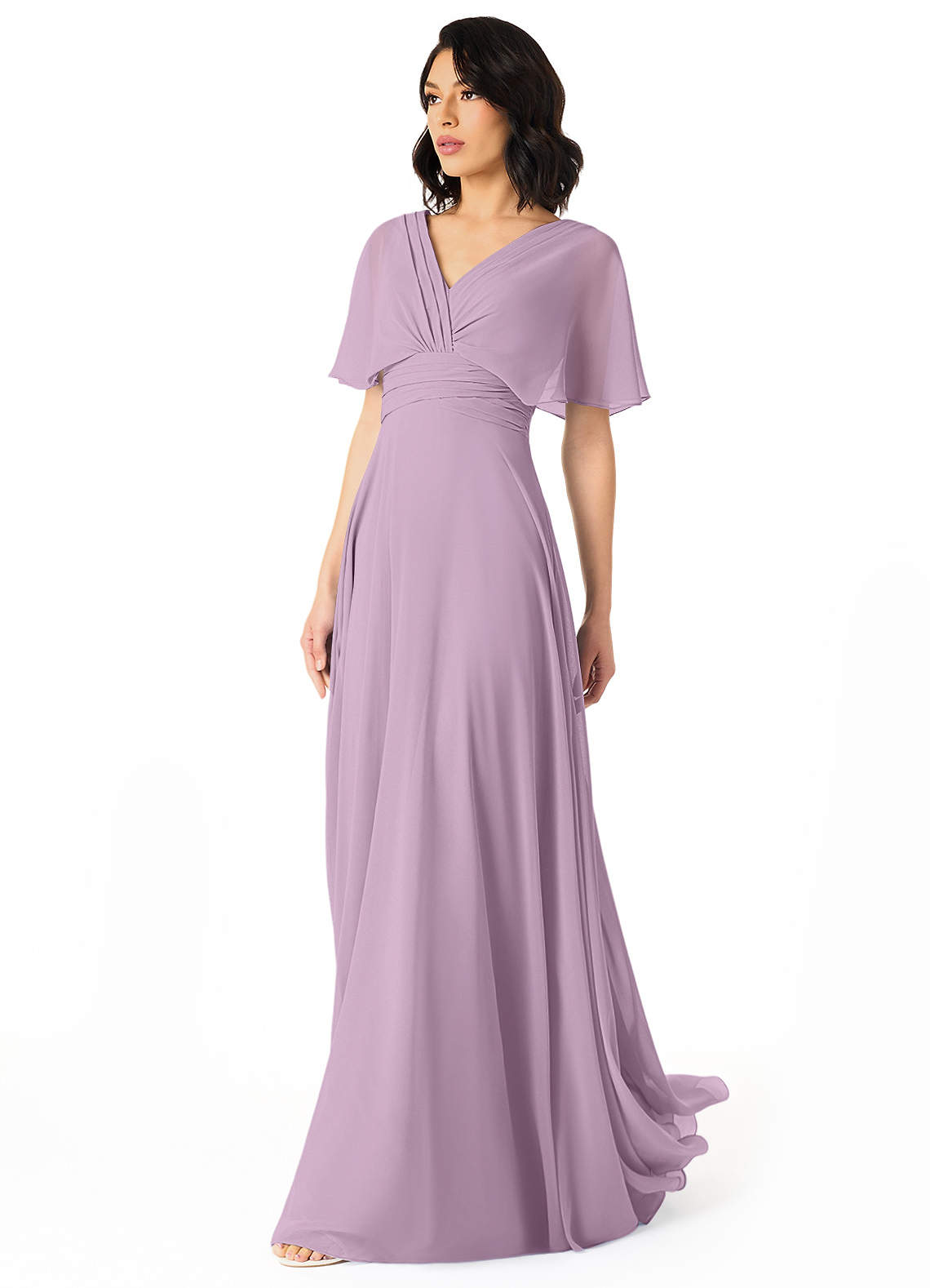 Pamela A-Line V-Neck Chiffon Bridesmaid Dress in Wisteria