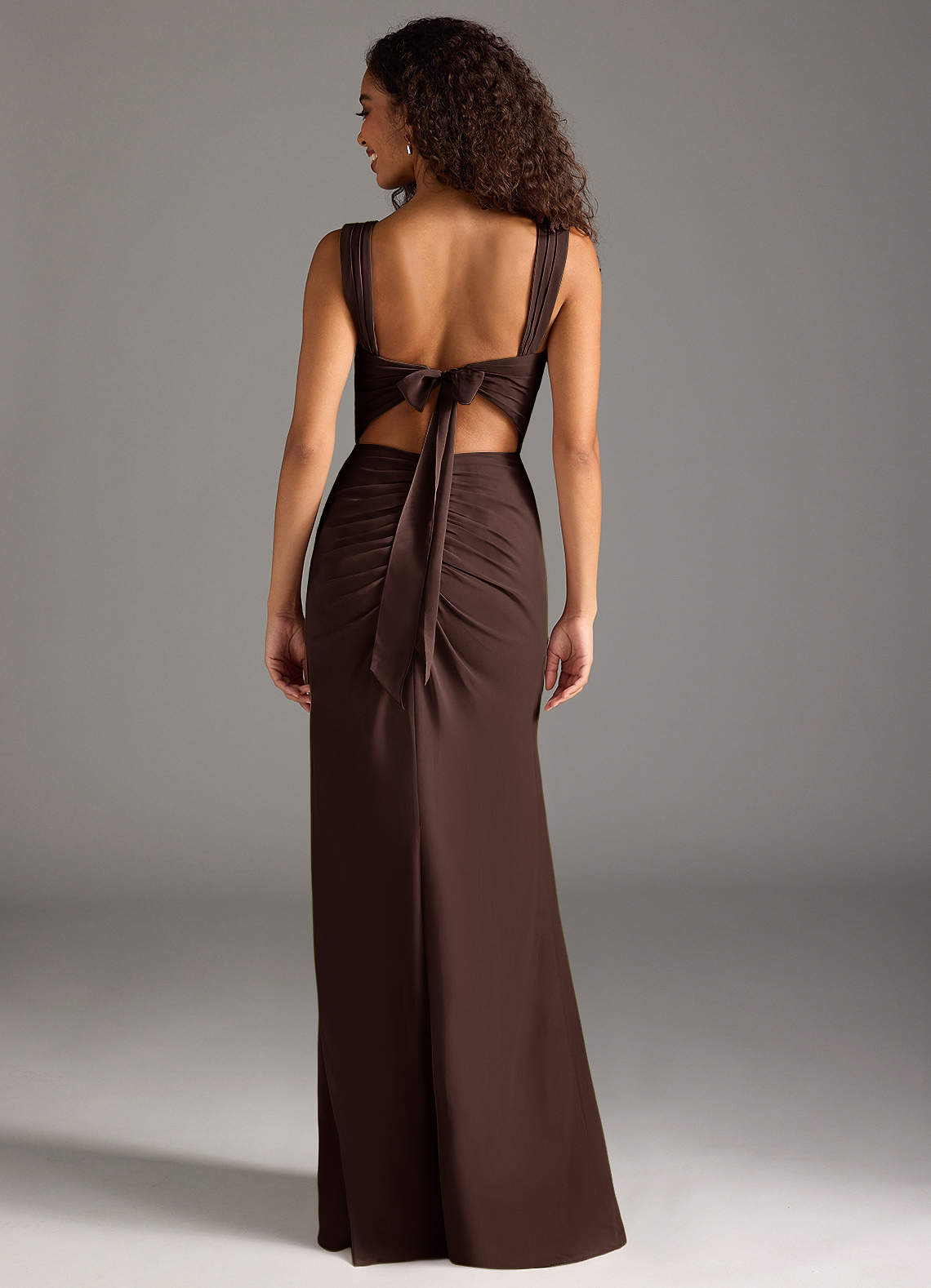 Jesaphine Sheath Square-Neck Chiffon Bridesmaid Dress in Ganache