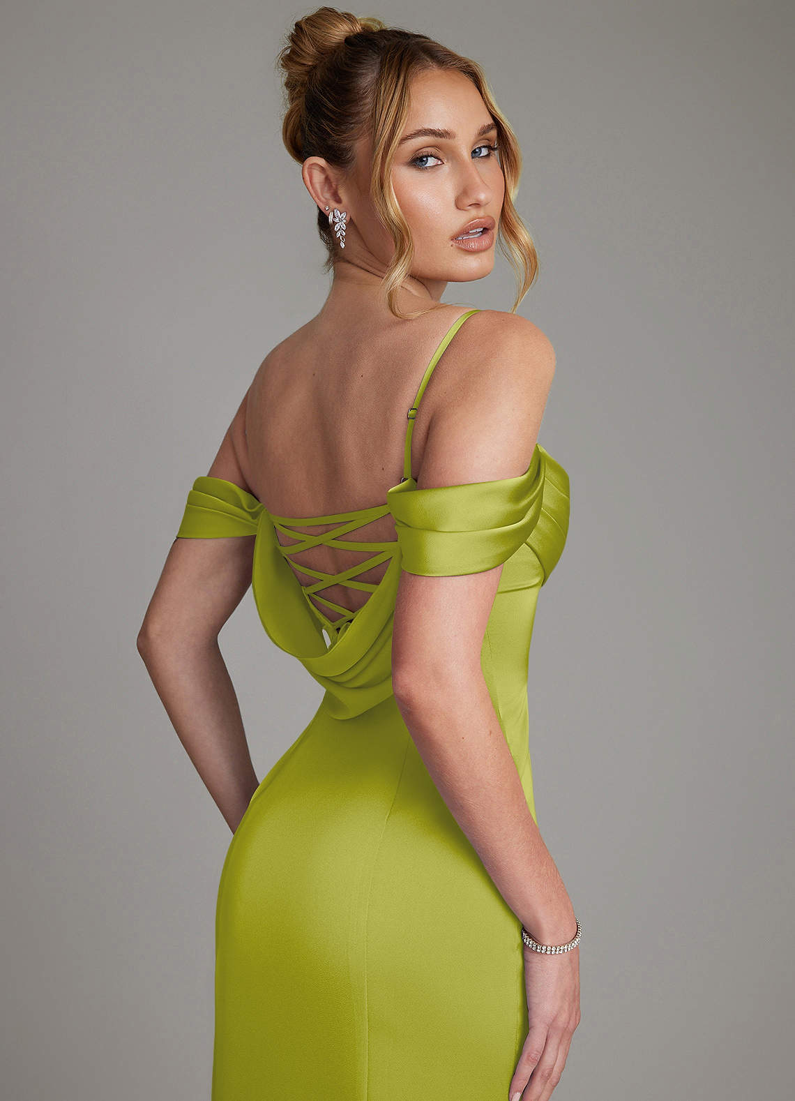 Nira Mermaid Sweetheart Stretch Satin Bridesmaid Dress in Lemongrass