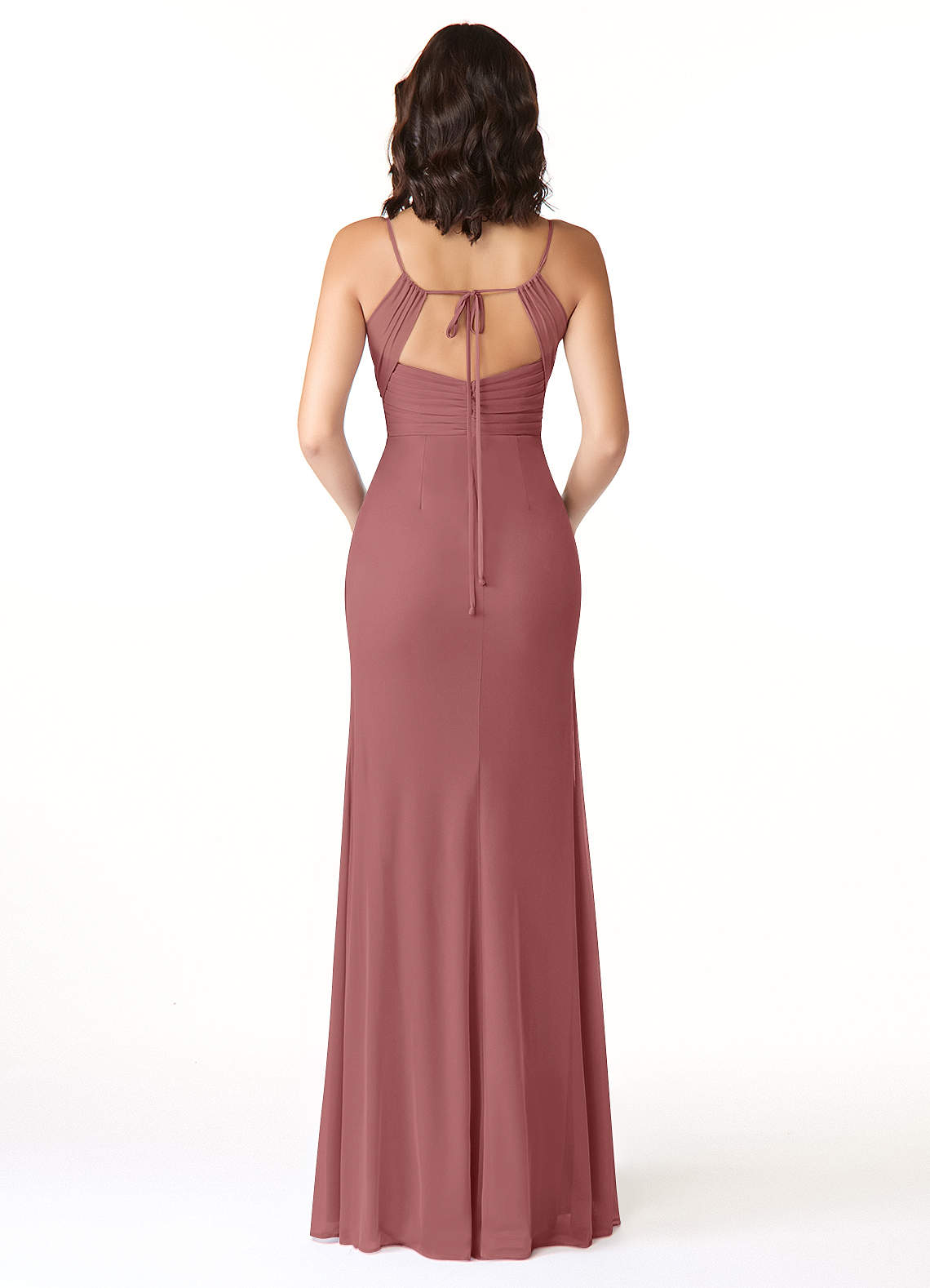 Reneya Mermaid V-Neck Mesh Bridesmaid Dress in Amethyst