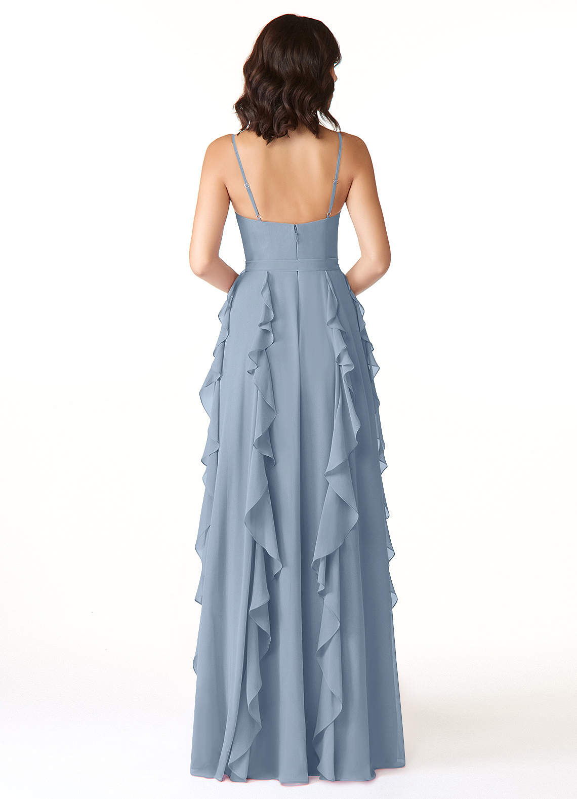 Peyton A-Line V-Neck Chiffon Bridesmaid Dress in dusty blue