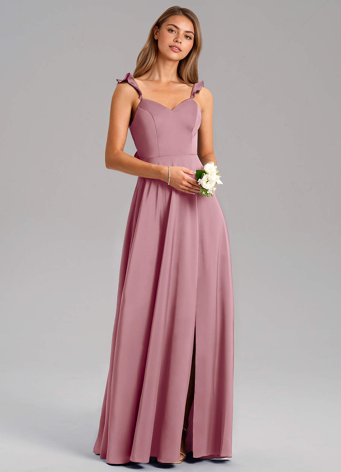 Everett A-Line V-Neck Chiffon Bridesmaid Dress in Vintage Mauve