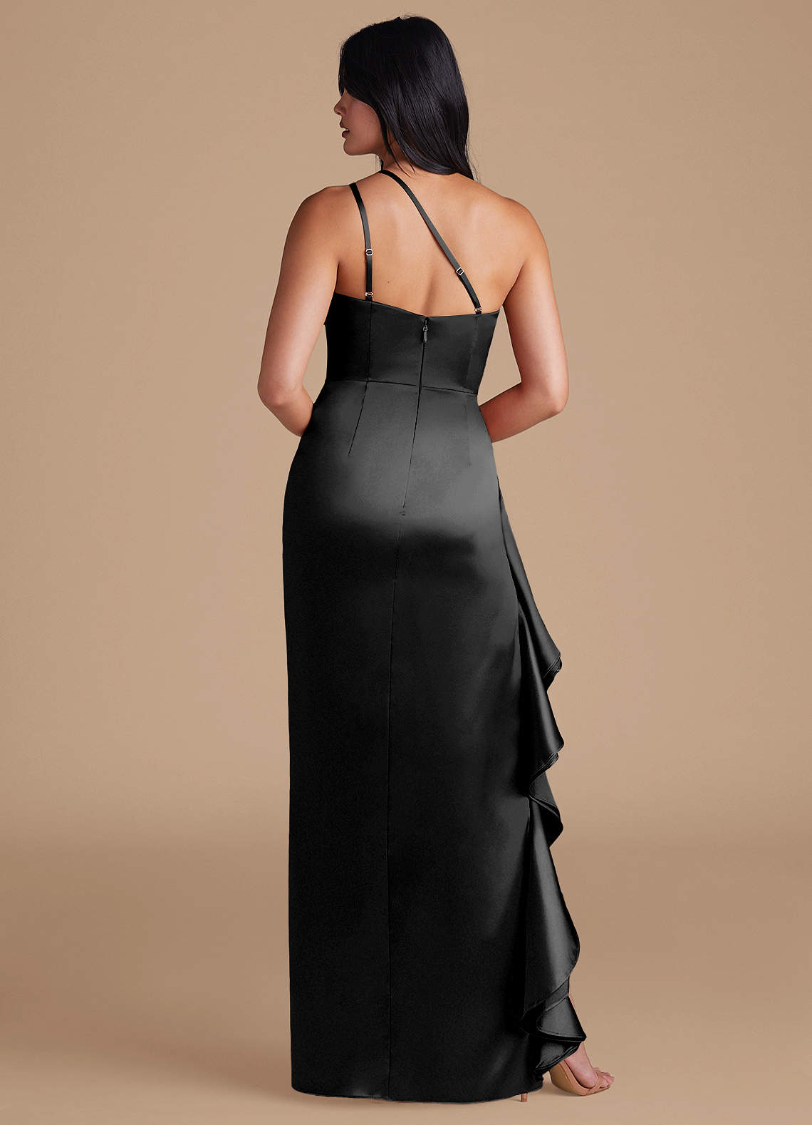Latrice Sheath One-Shoulder Metallic Satin Bridesmaid Dress