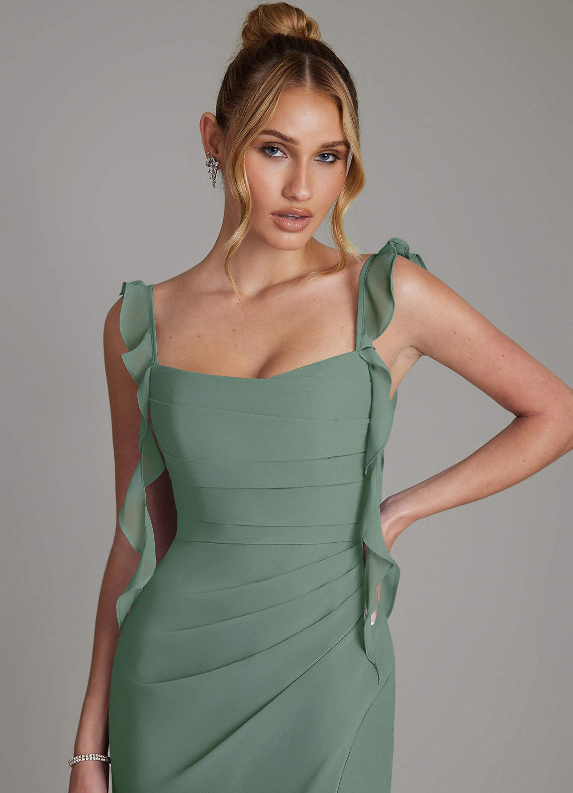 Jessamine Mermaid Sweetheart Chiffon Bridesmaid Dress in Eucalyptus