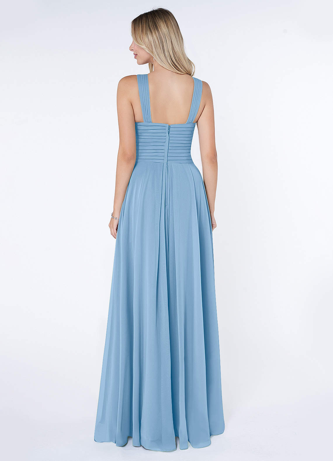 Kaleigh A-Line Halter Chiffon Bridesmaid Dress in Powder Blue