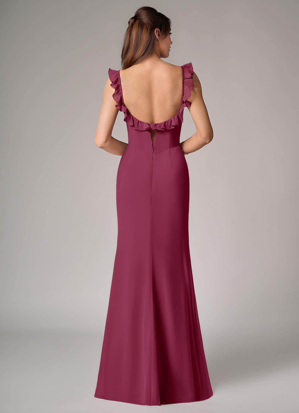 Callie Mermaid Scoop-Neck Chiffon Bridesmaid Dress in Mulberry