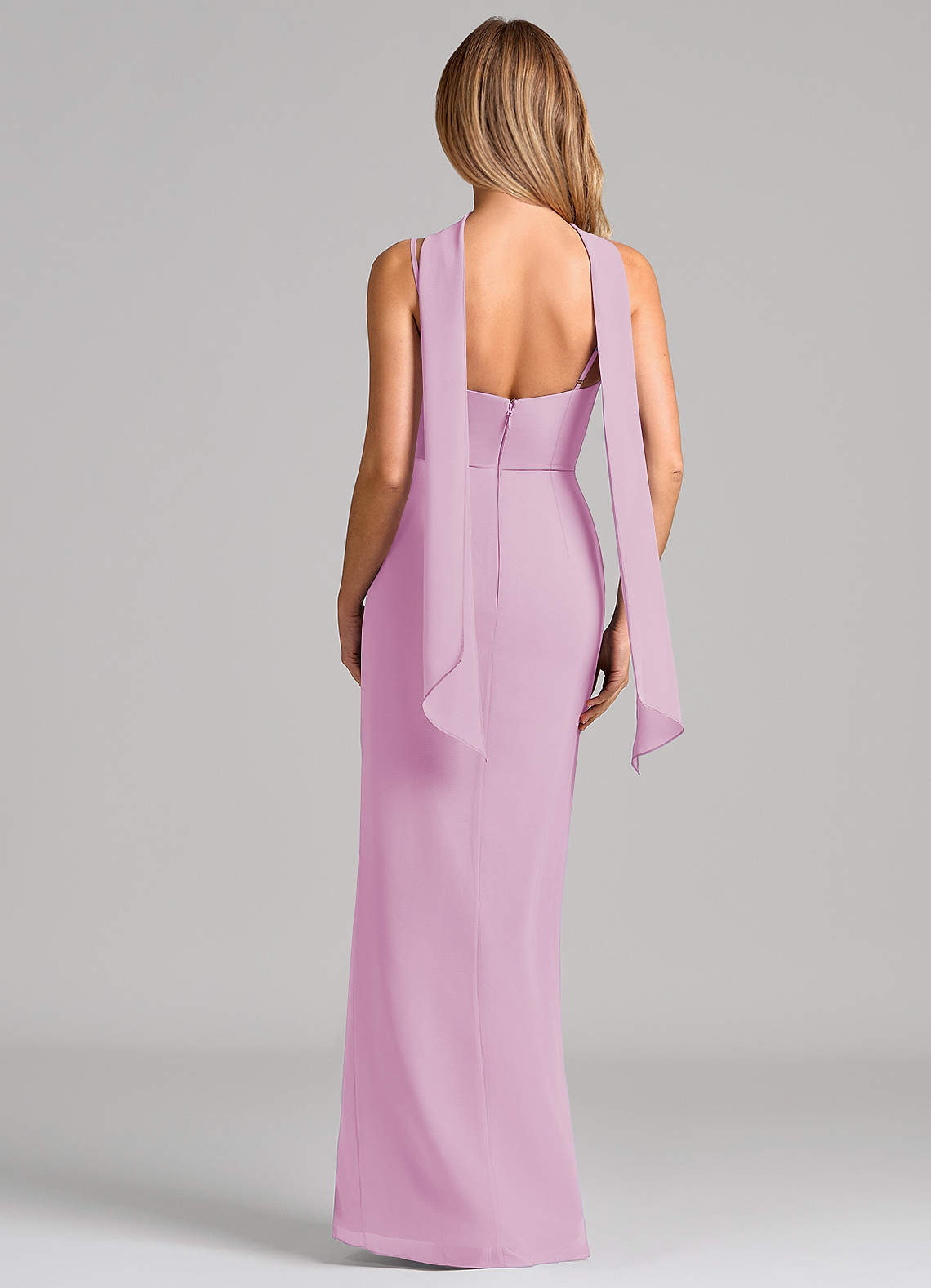 Calandra Sheath Scoop-Neck Chiffon Bridesmaid Dress in candy pink