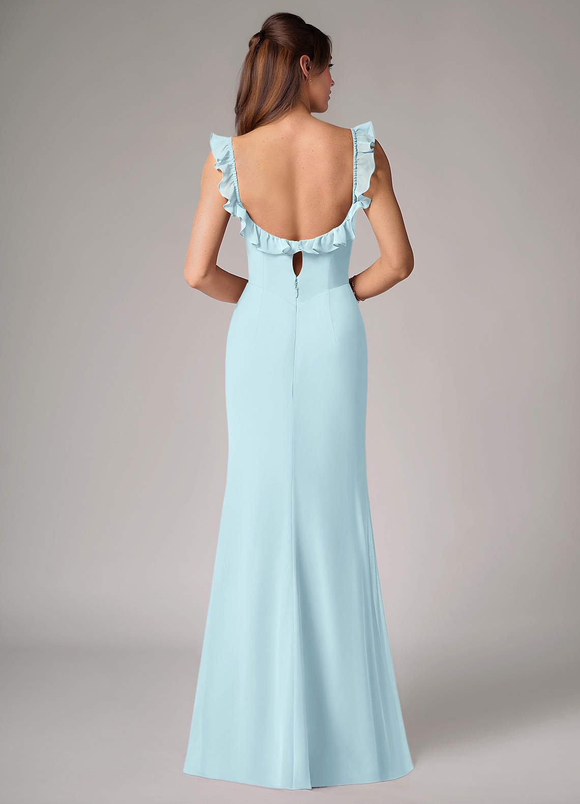Callie Mermaid Scoop-Neck Chiffon Bridesmaid Dress in Cloud Blue