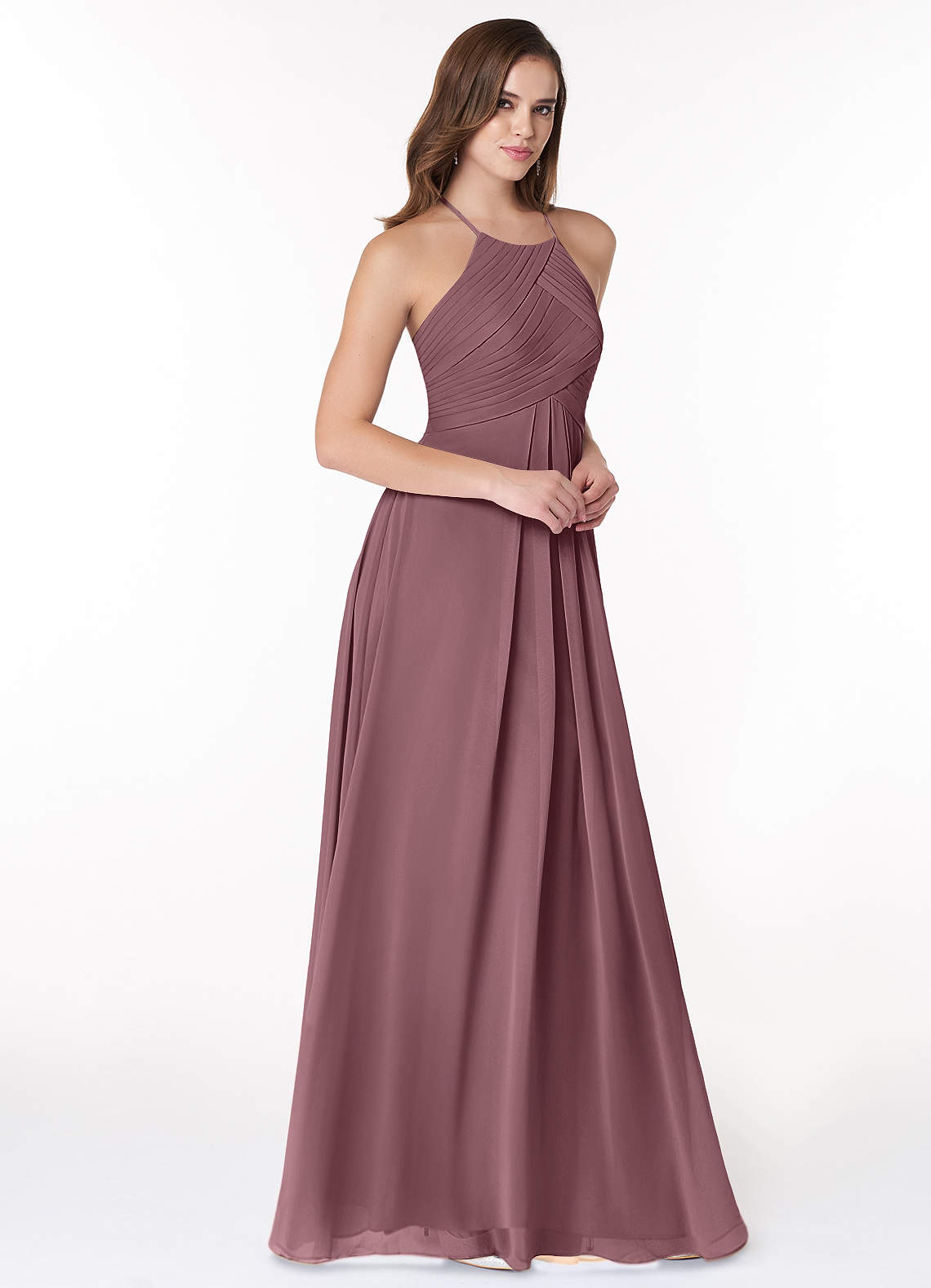 Ginger A-Line Halter Chiffon Bridesmaid Dress in Amethyst