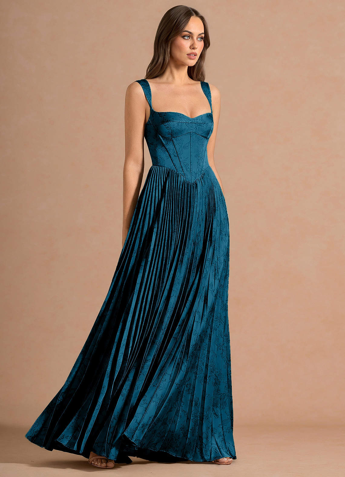 Isonelle A-Line Sweetheart Jacquard Wedding Guest Dress in Navy Black