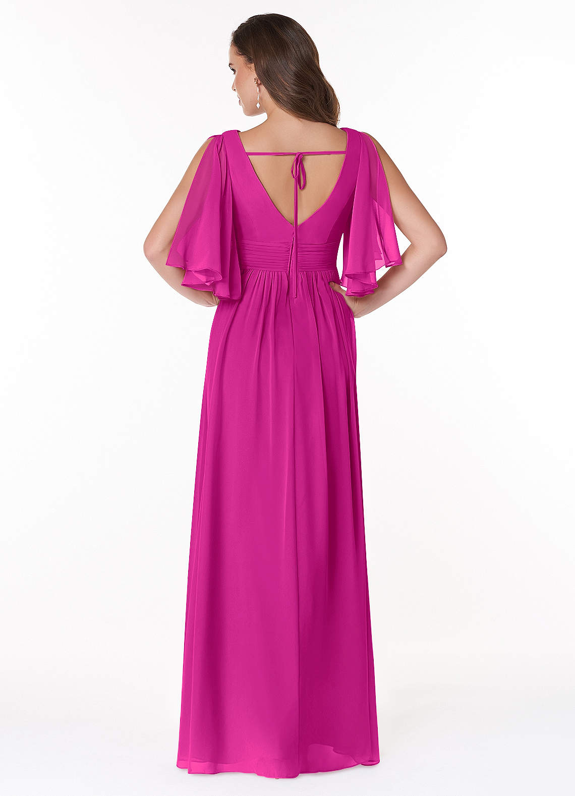 Temeka A-Line V-Neck Chiffon Bridesmaid Dress in Fuchsia