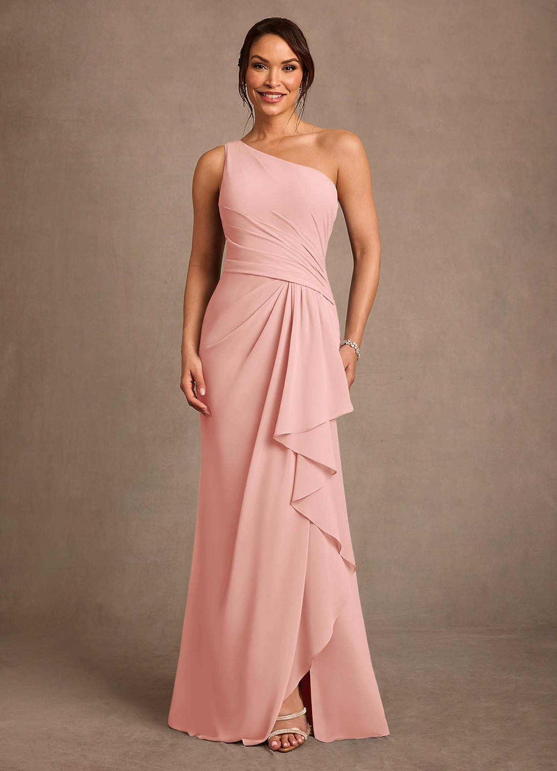 Floy Sheath One-Shoulder Chiffon Mother of the Bride Dress in Rosette