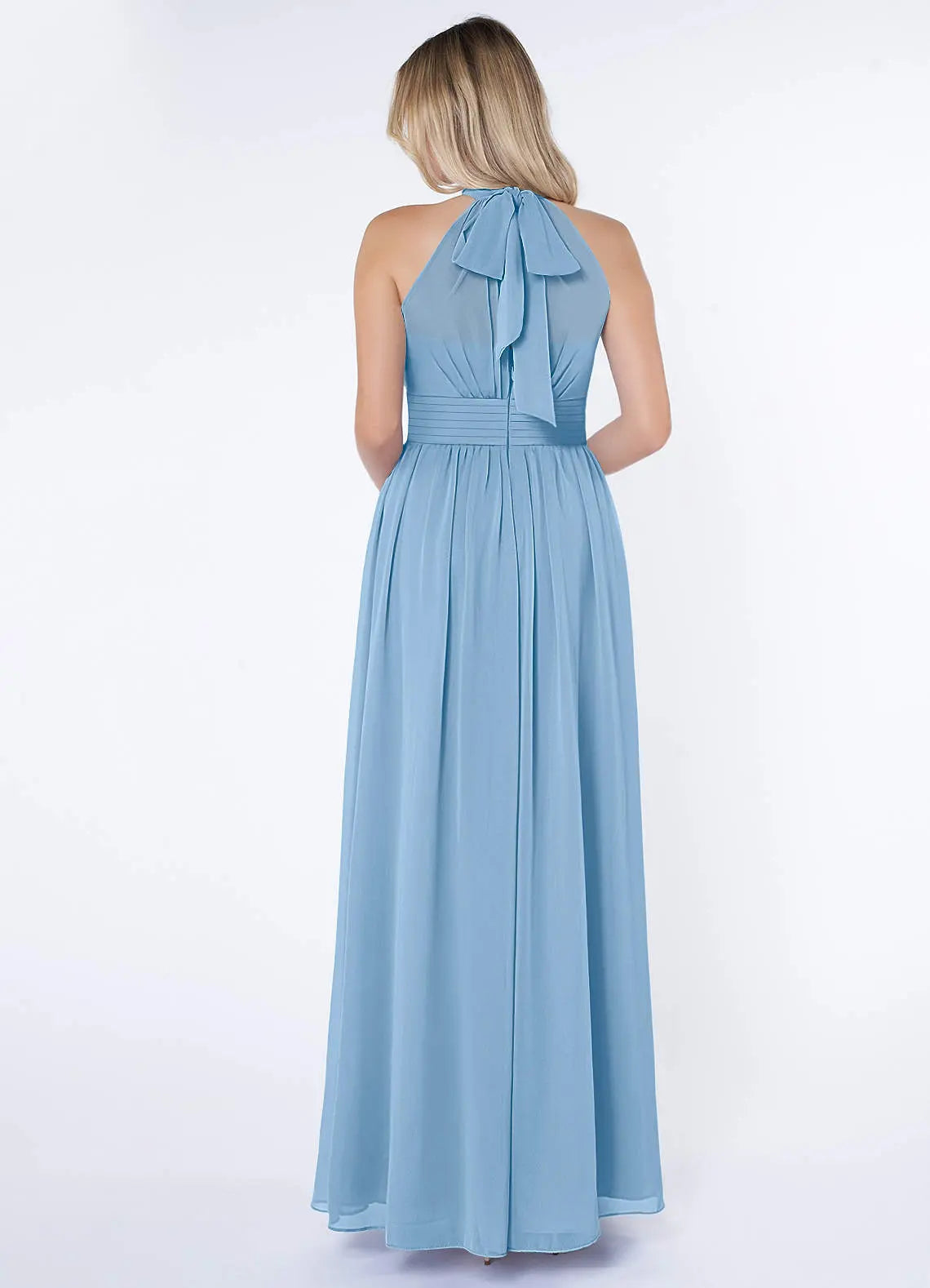 Iman A-Line Halter Chiffon Bridesmaid Dress in Powder Blue