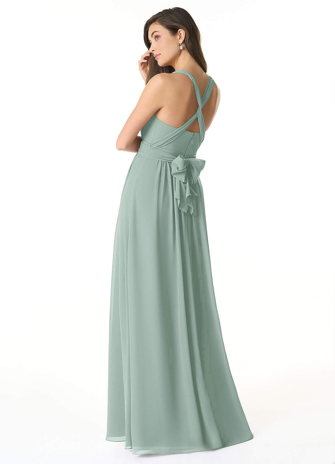 Olani A-Line V-Neck Chiffon Bridesmaid Dress in Agave