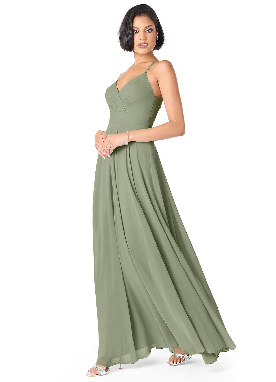 Avelina A-Line V-Neck Chiffon Bridesmaid Dress in Pistachio