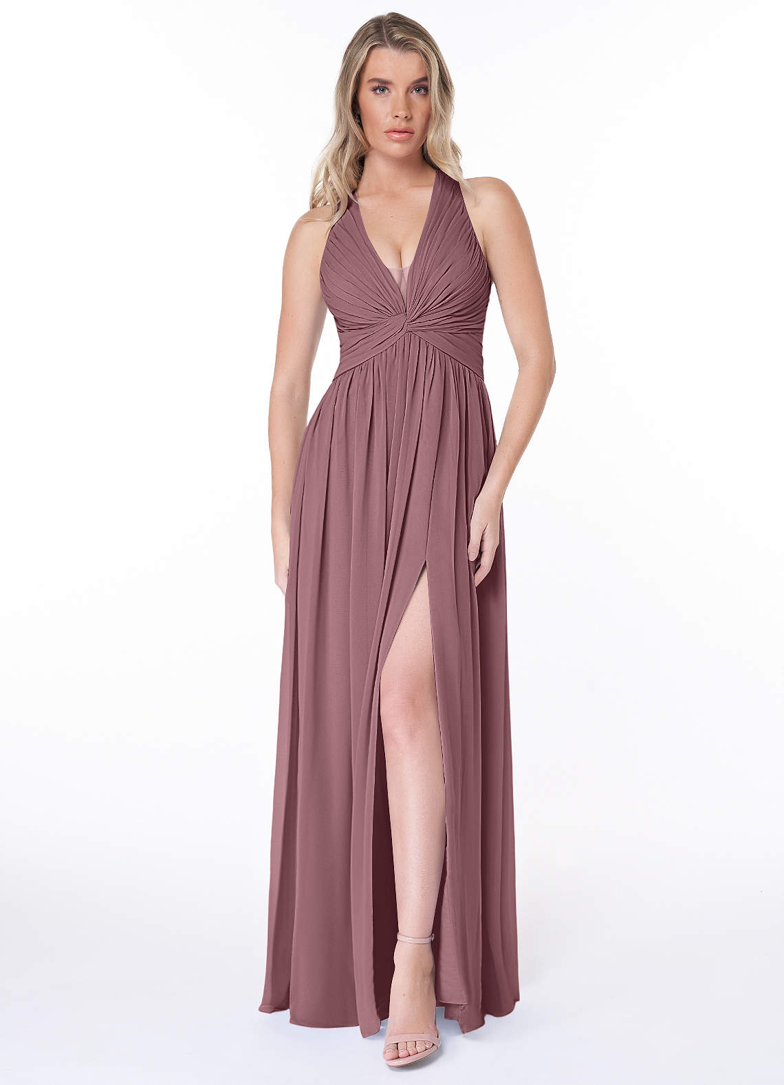 Jaclyn A-Line Halter Chiffon Bridesmaid Dress in Amethyst